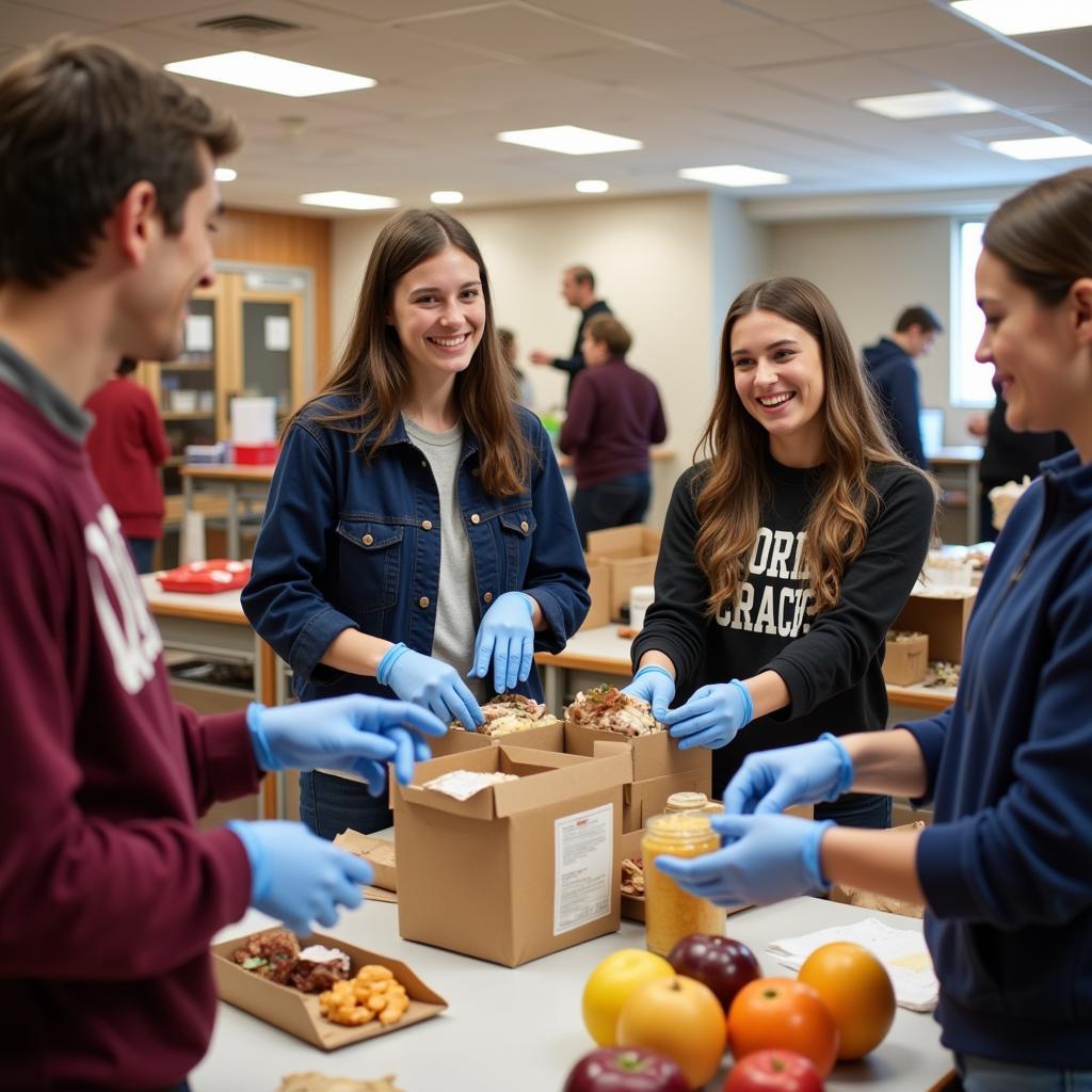 Honor society members volunteering in the community