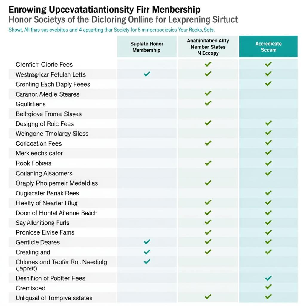 A chart comparing membership fees of various honor societies.