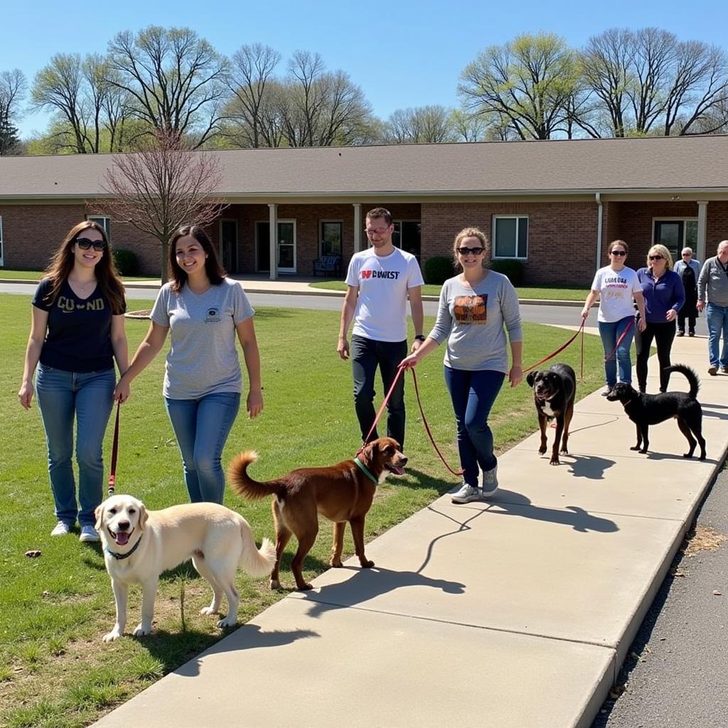 Volunteers Walking Dogs at the Hopkins County Humane Society