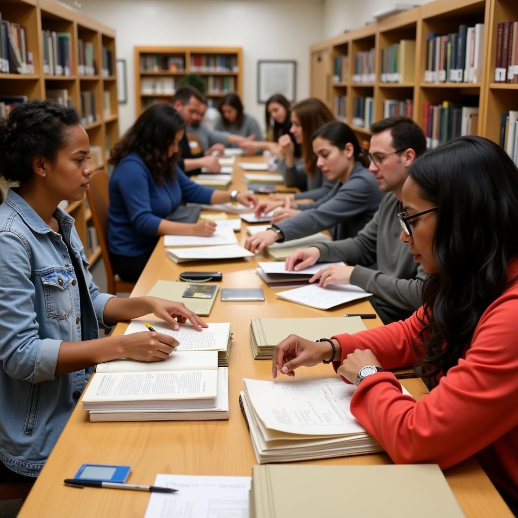 Volunteers assisting with archival work at the HSW.