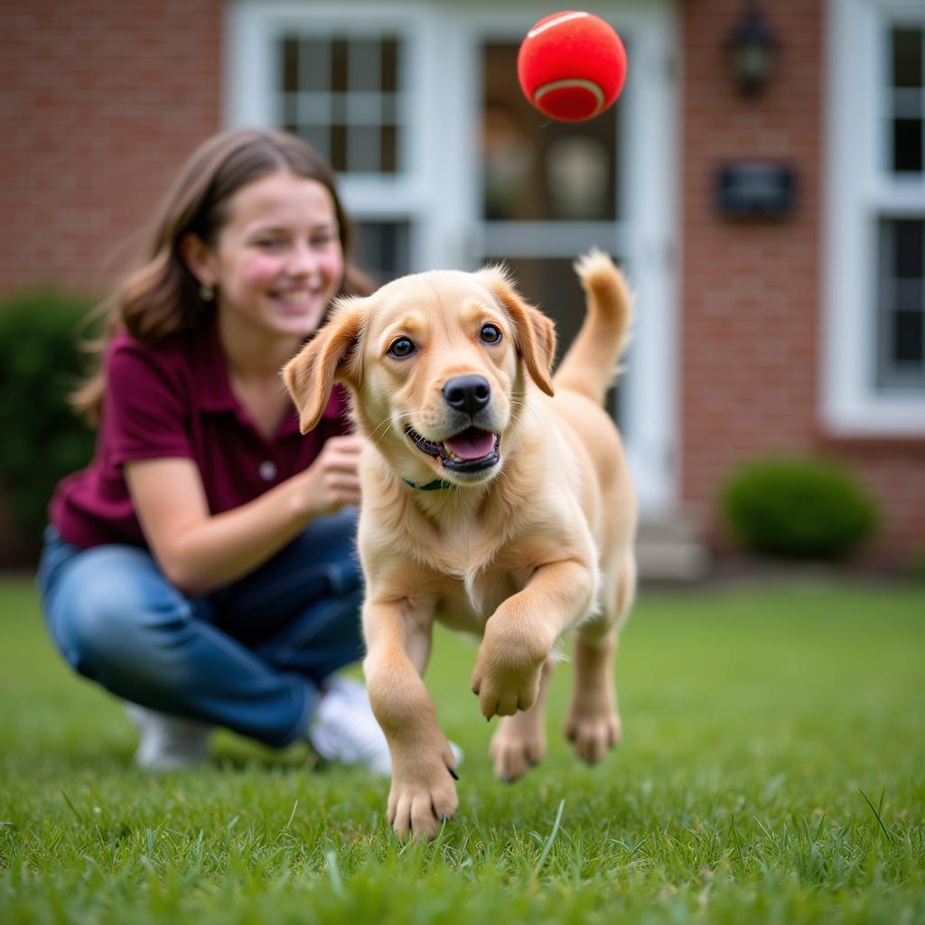 Dog Playing with a Volunteer at the Humane Society of Atlantic County