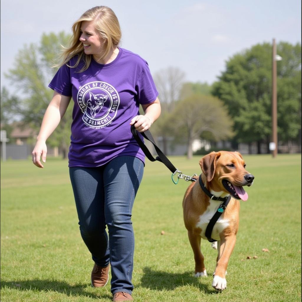 Volunteer Walking a Dog at Clinton County Indiana Humane Society