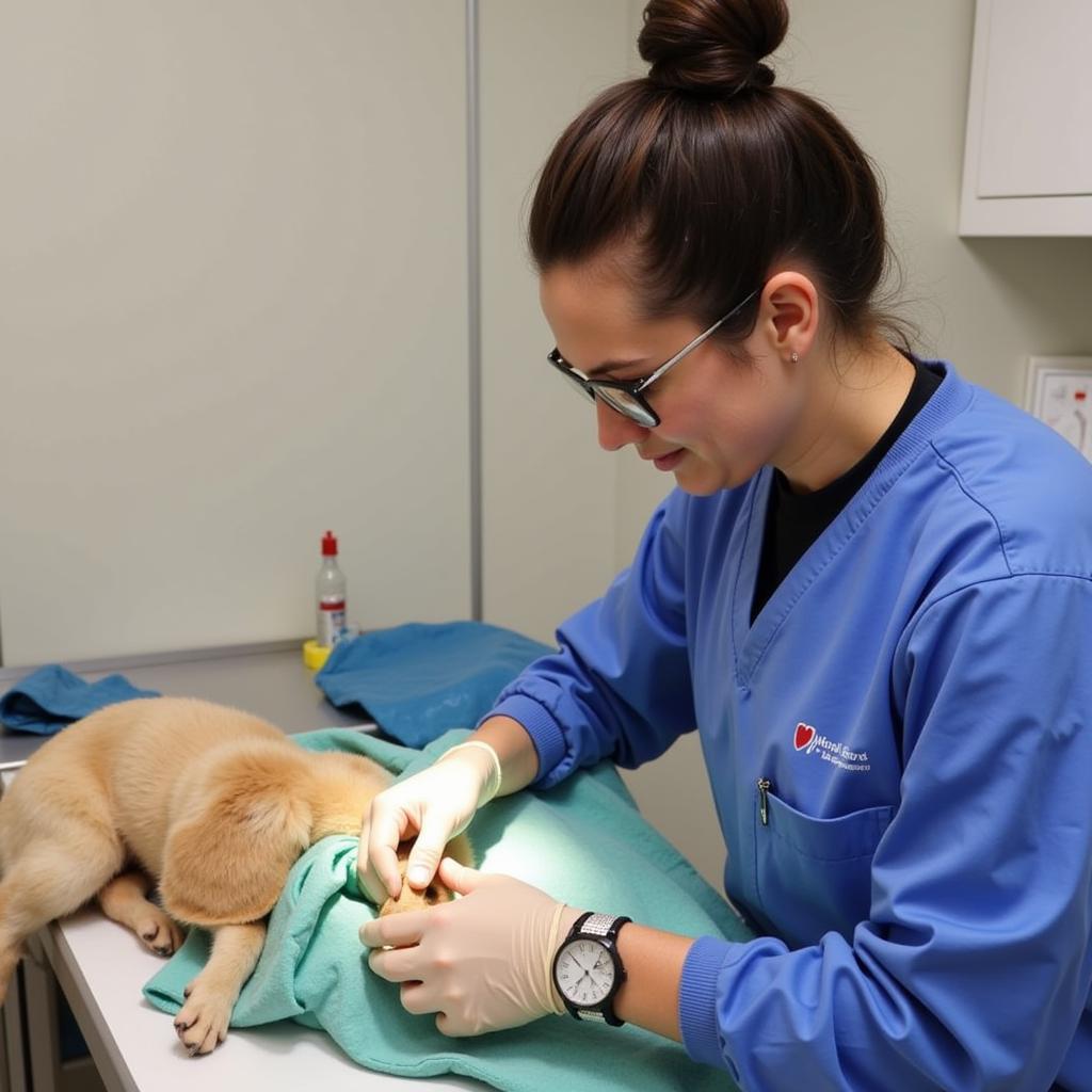 Veterinarian performing a spay/neuter procedure at Humane Society Jefferson County WA