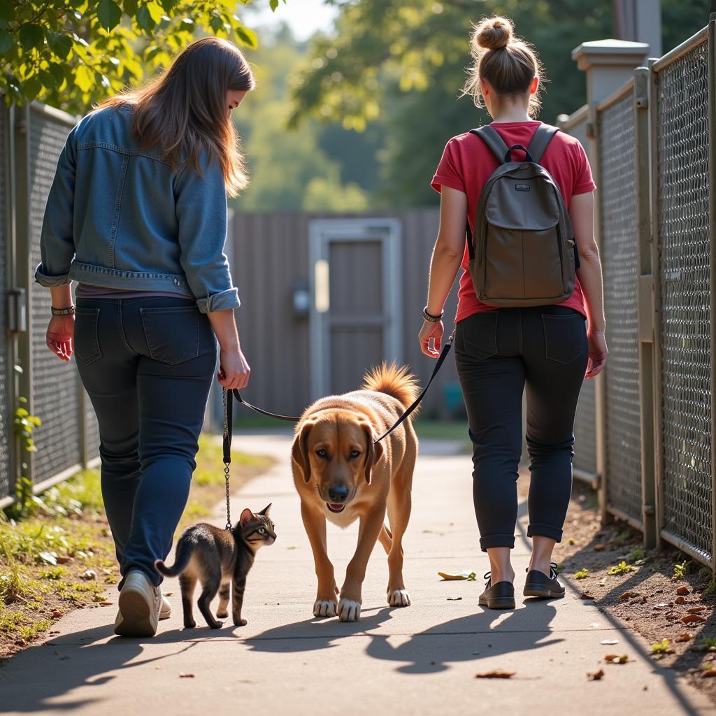 Volunteers working with animals at the Humane Society Mount Pleasant Michigan