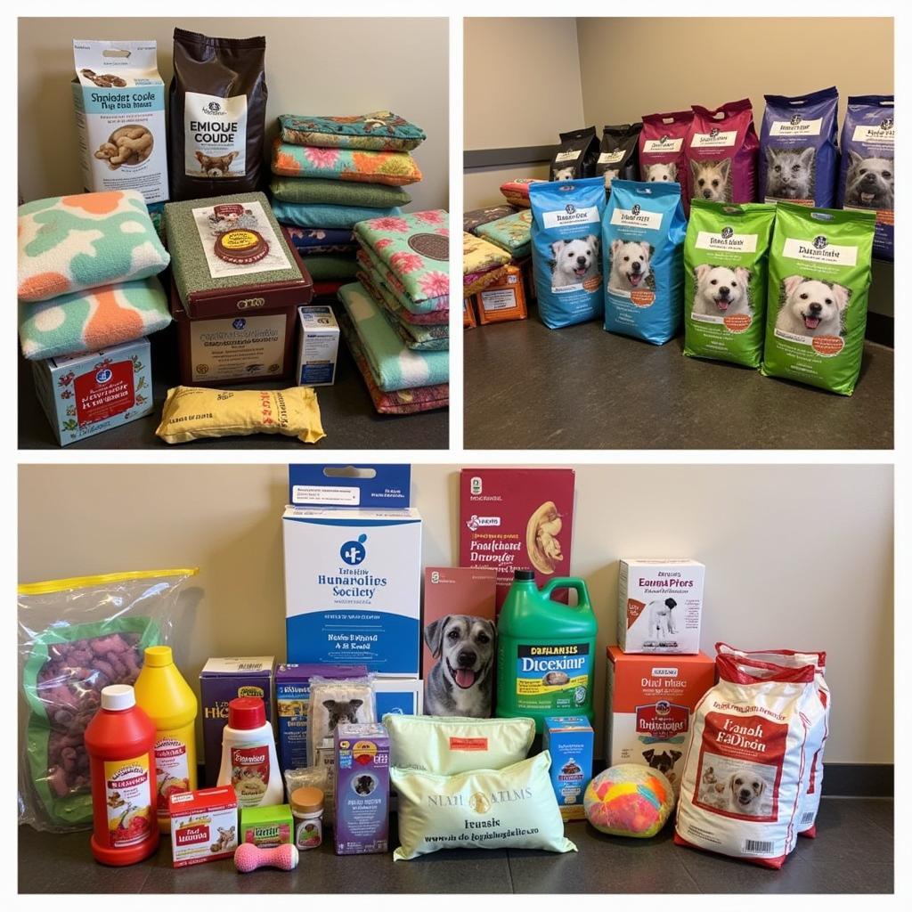 Donated supplies at the Humane Society in Port St. Lucie, Florida