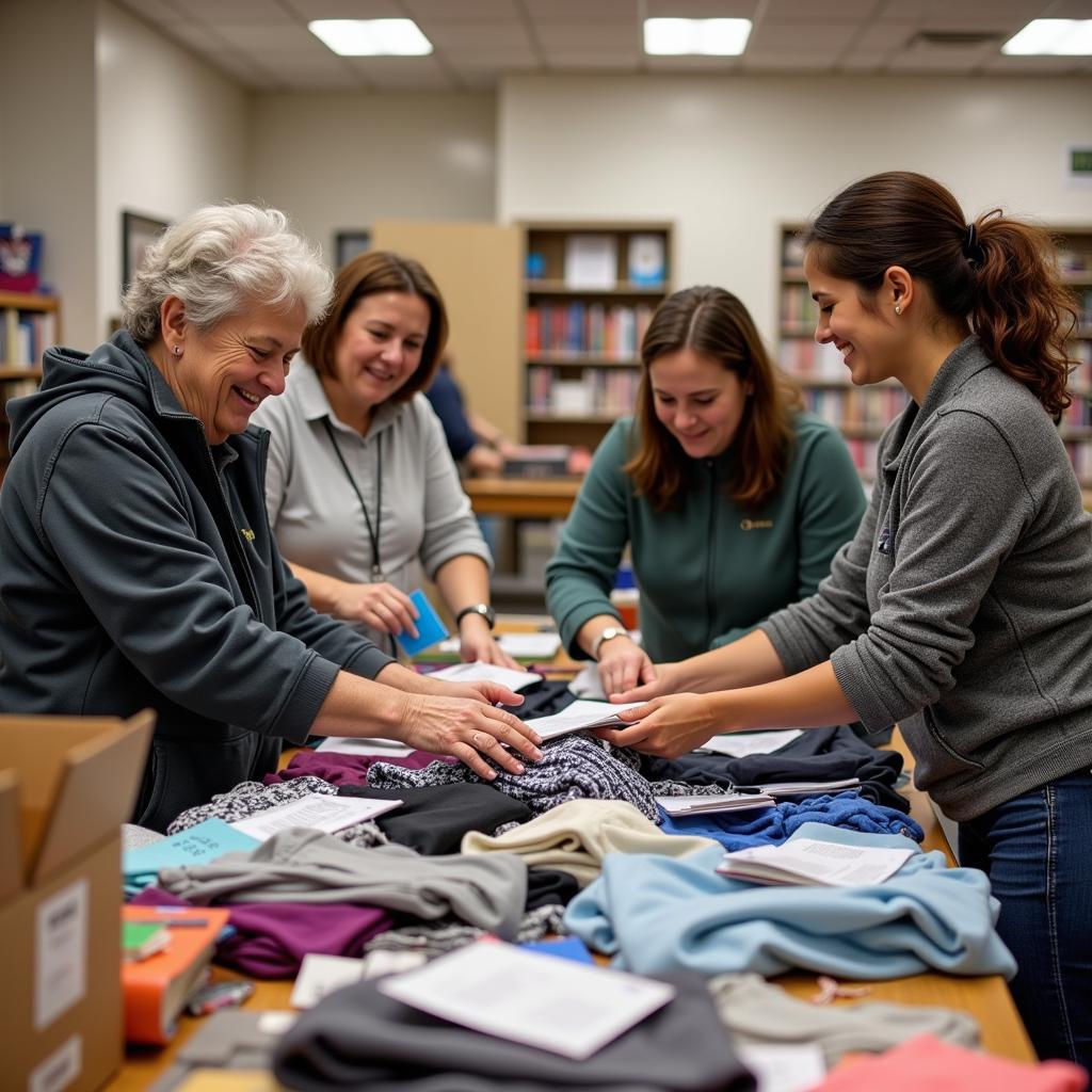 Volunteers Sorting Donations at a Humane Society Thrift Store