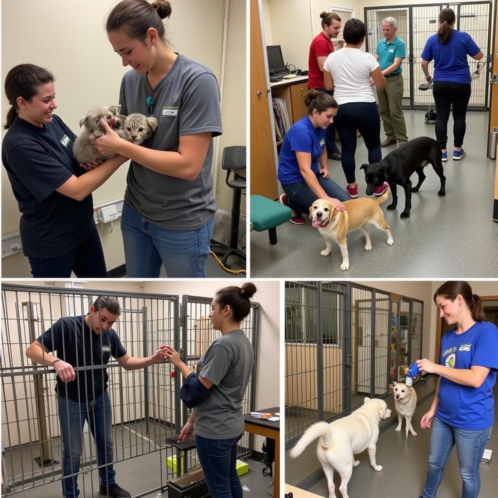 Humane Society Volunteers Caring for Animals