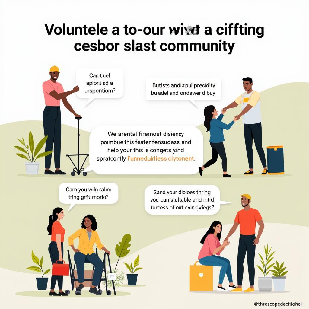 Individuals volunteering in their local community, helping others, and engaging in acts of kindness.