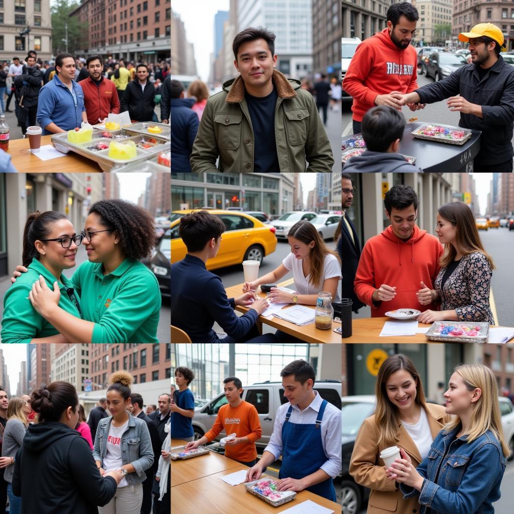 Individuals engaging in acts of kindness in New York City