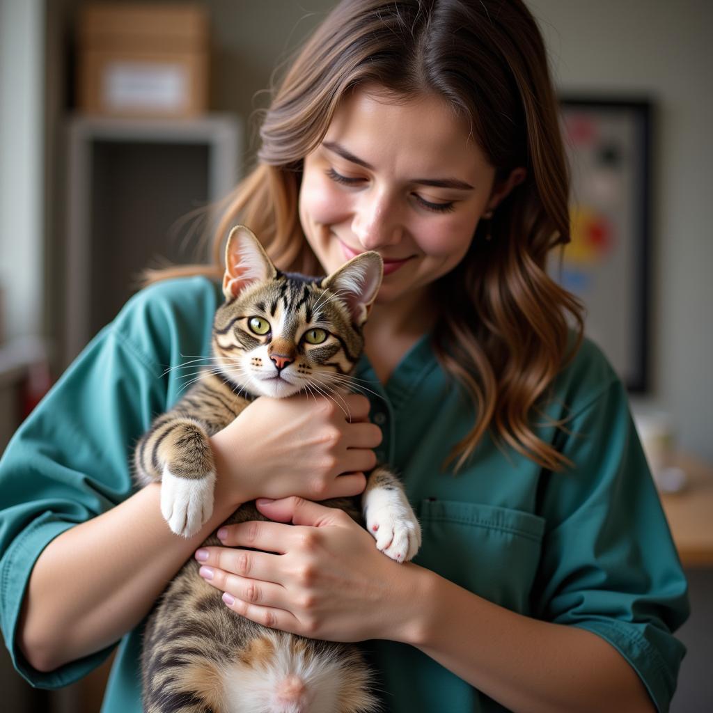 Volunteer Cat Cuddling at the Jacksonville Humane Society