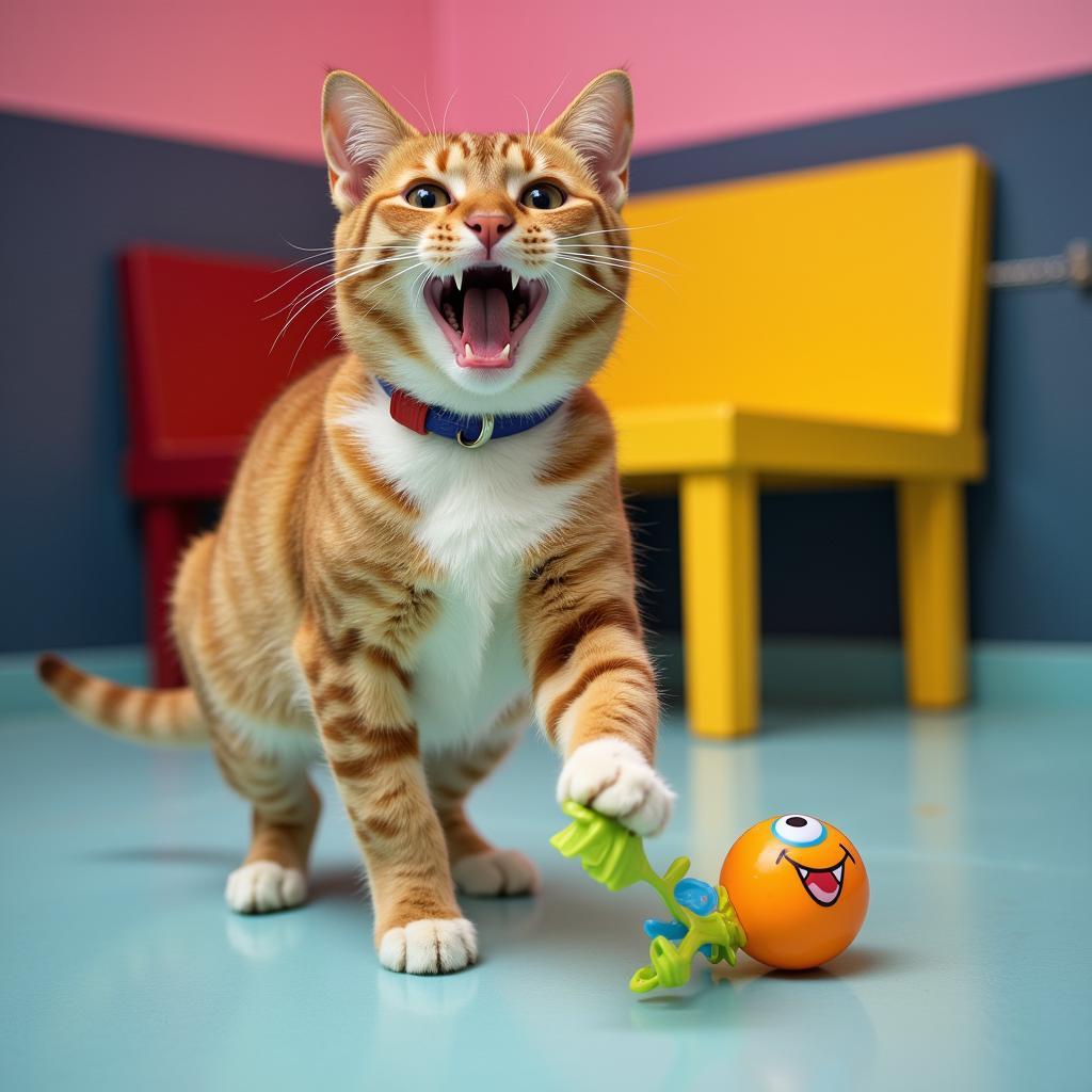 Cat enjoying playtime at the Jefferson County Humane Society