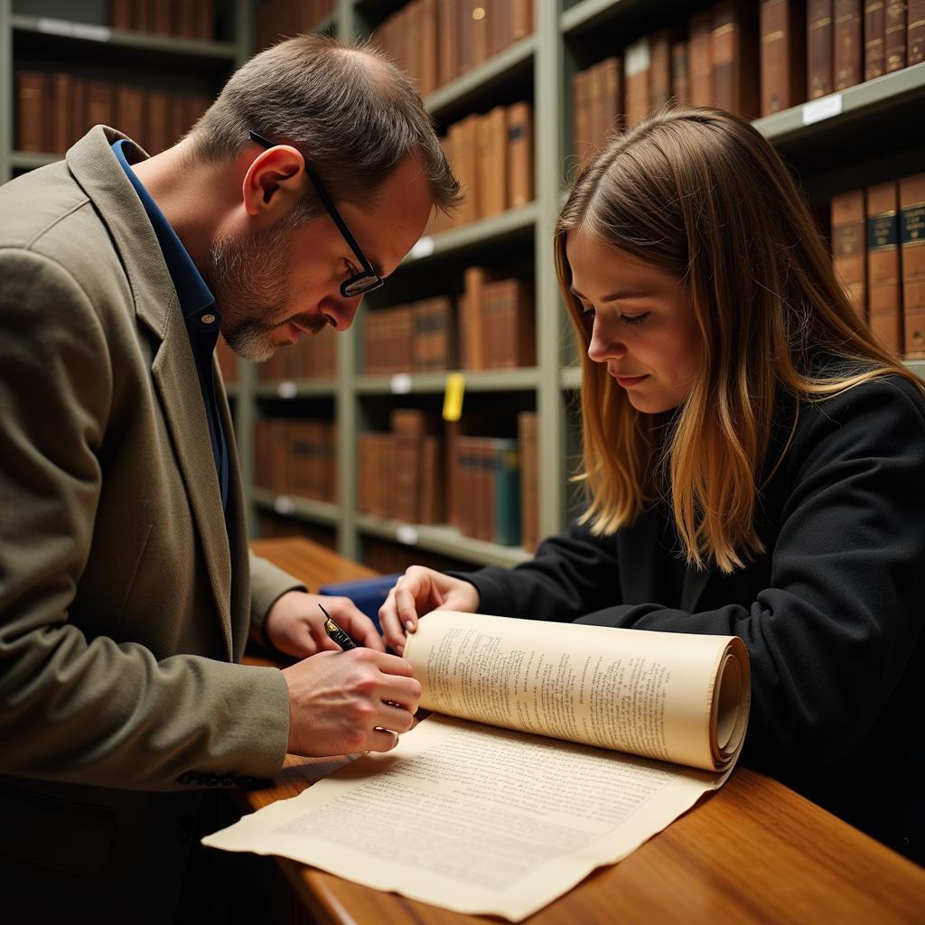 Researchers Examining Historical Documents in the Jefferson Historical Society Archives