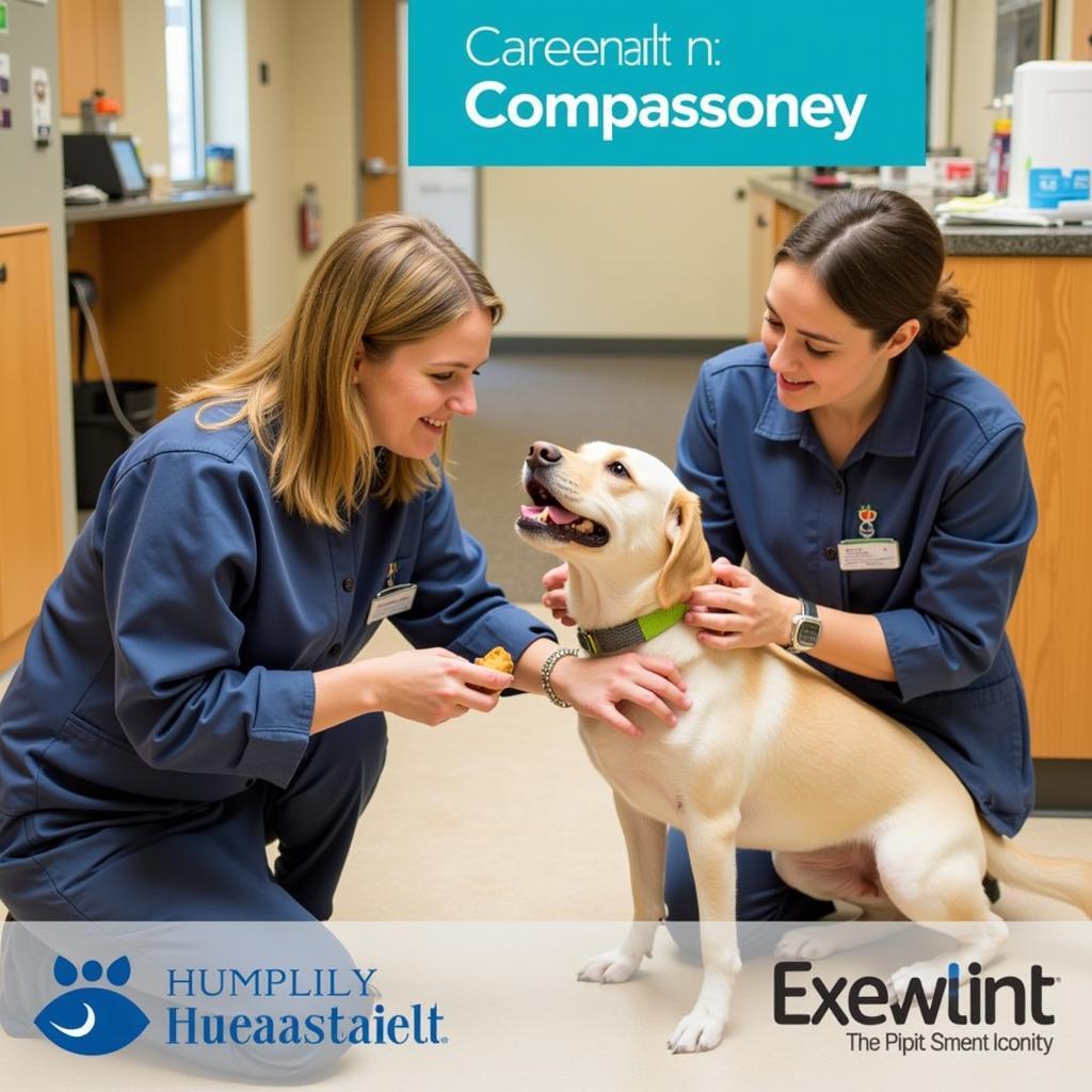 Kentucky Humane Society Eastpoint Pet Resort staff interacting with a dog