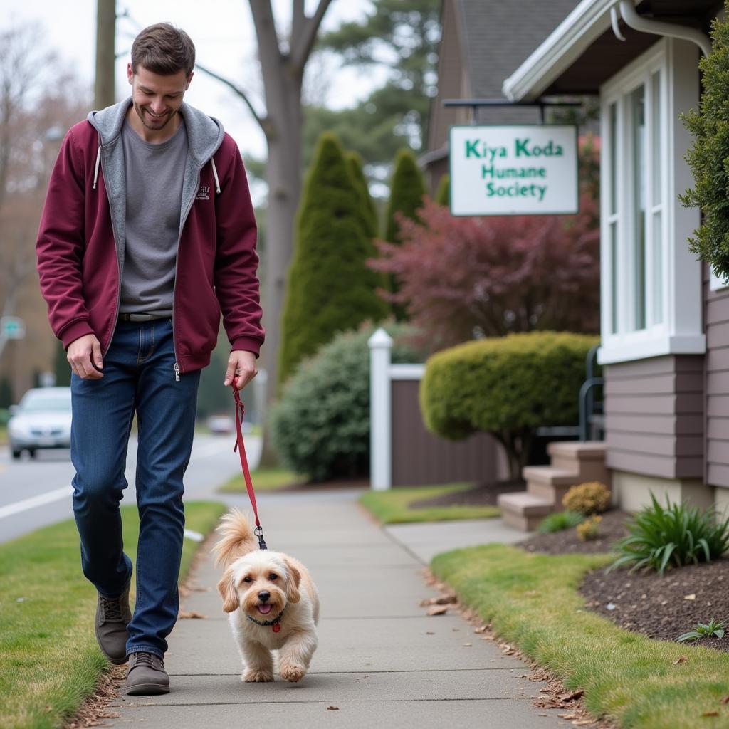 Kiya Koda Humane Society: Volunteer walking dog