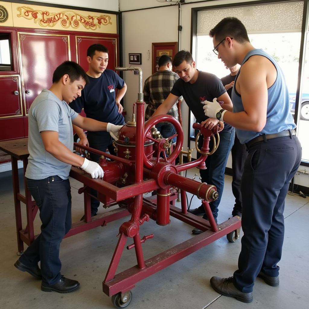 Volunteers Restoring Equipment at LAFD Historical Society