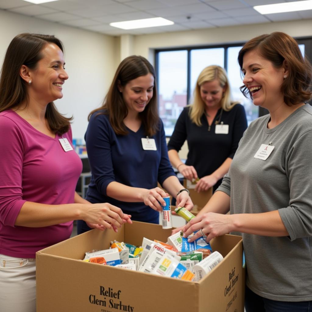 LDS Relief Society Members Volunteering at a Food Bank