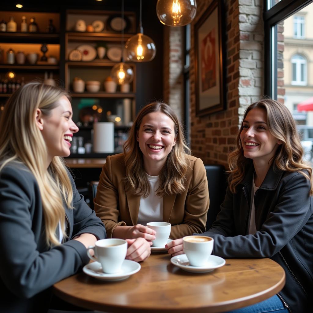 Friends Enjoying Coffee in London