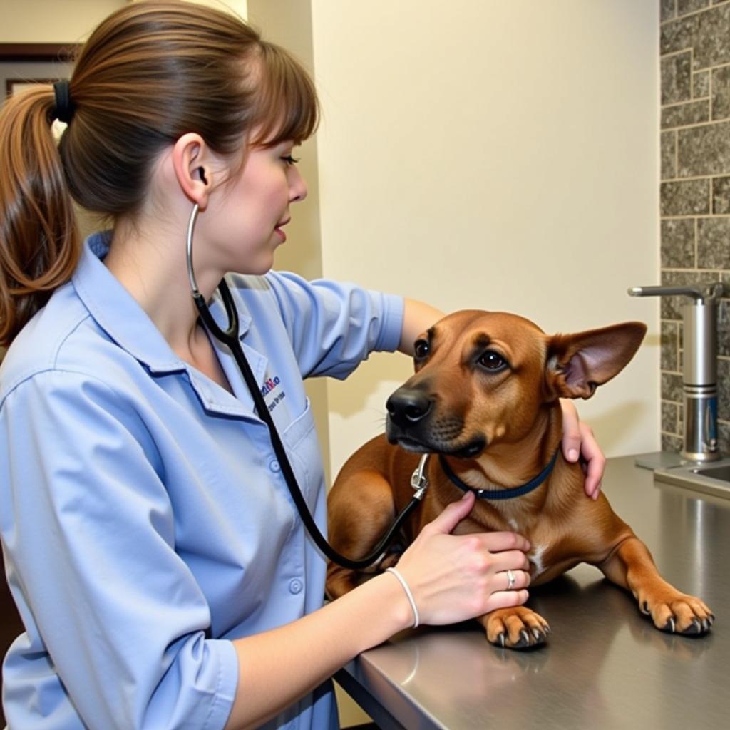 Veterinarian Examining a Dog at the Macomb County Humane Society