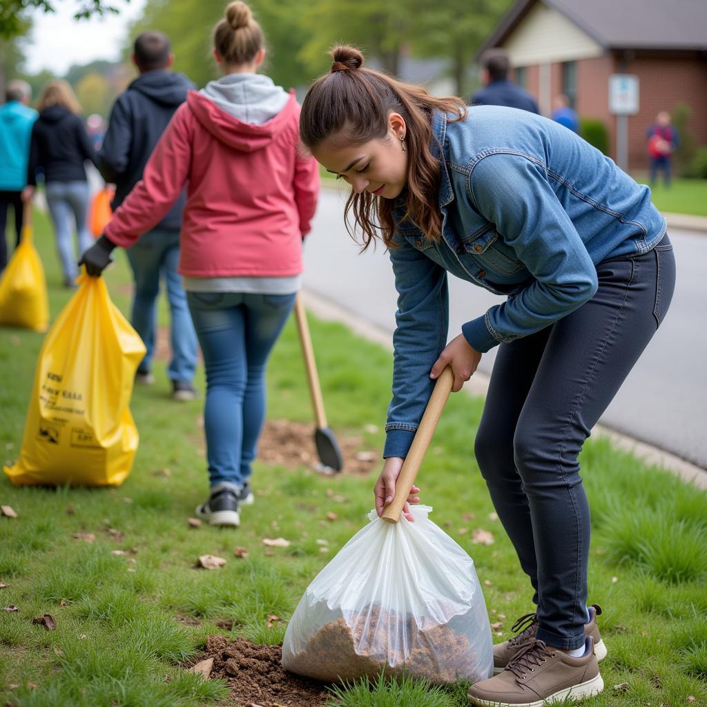 Margo participating in a community cleanup