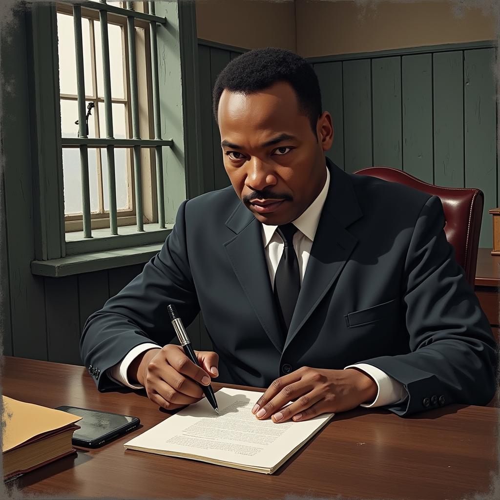 Dr. King Writing the Letter from Birmingham Jail