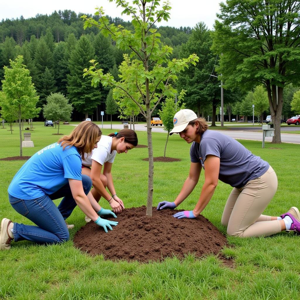 Volunteers Planting at the May Arboretum