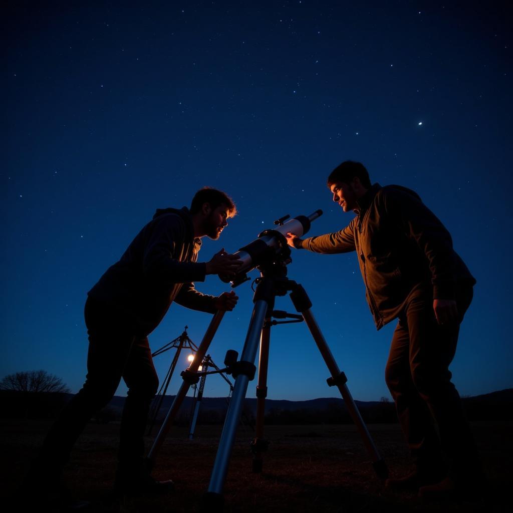 Minnesota Astronomical Society Members Using Telescope