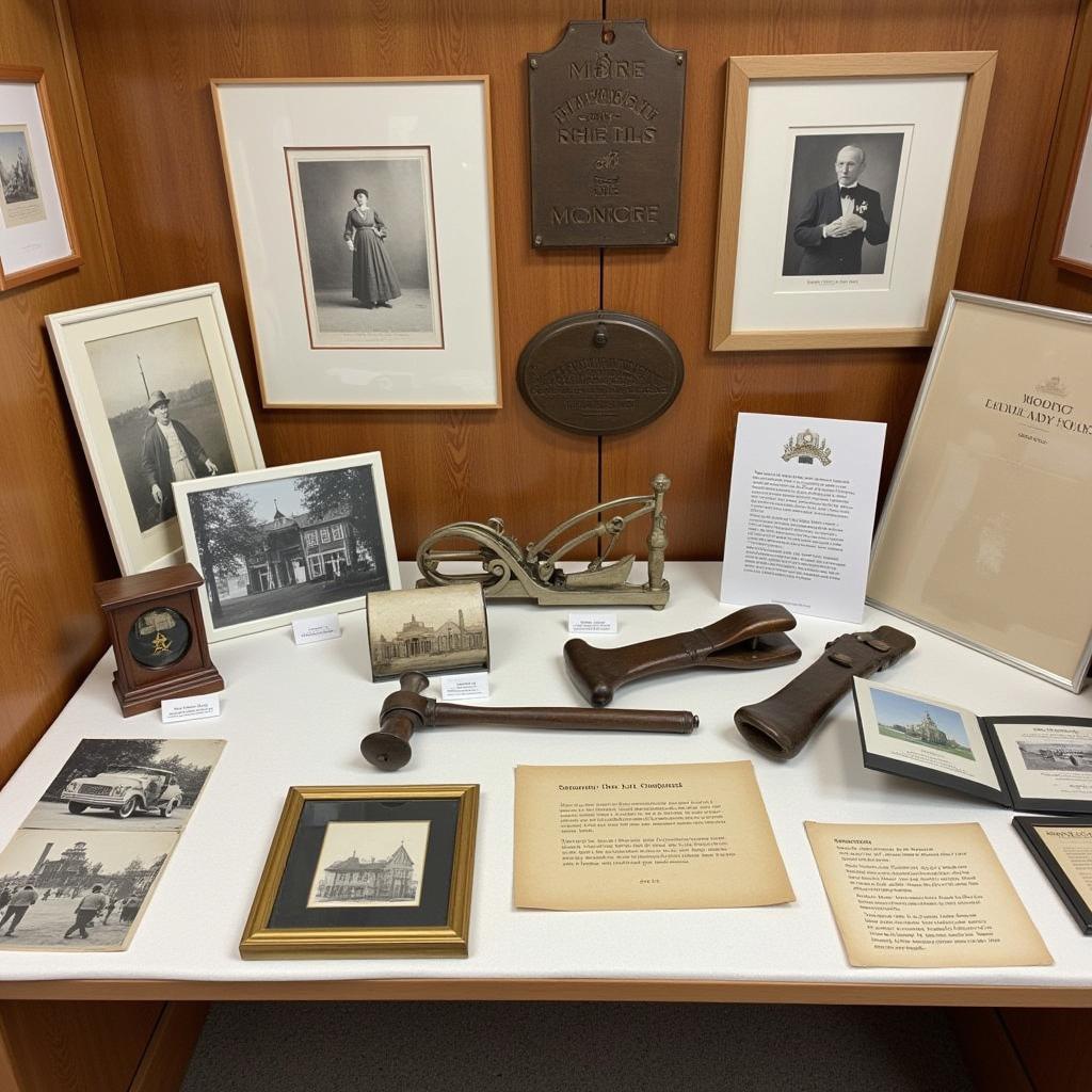 Monroe Historical Society Collection: A display of historical artifacts and photographs showcasing Monroe's past.