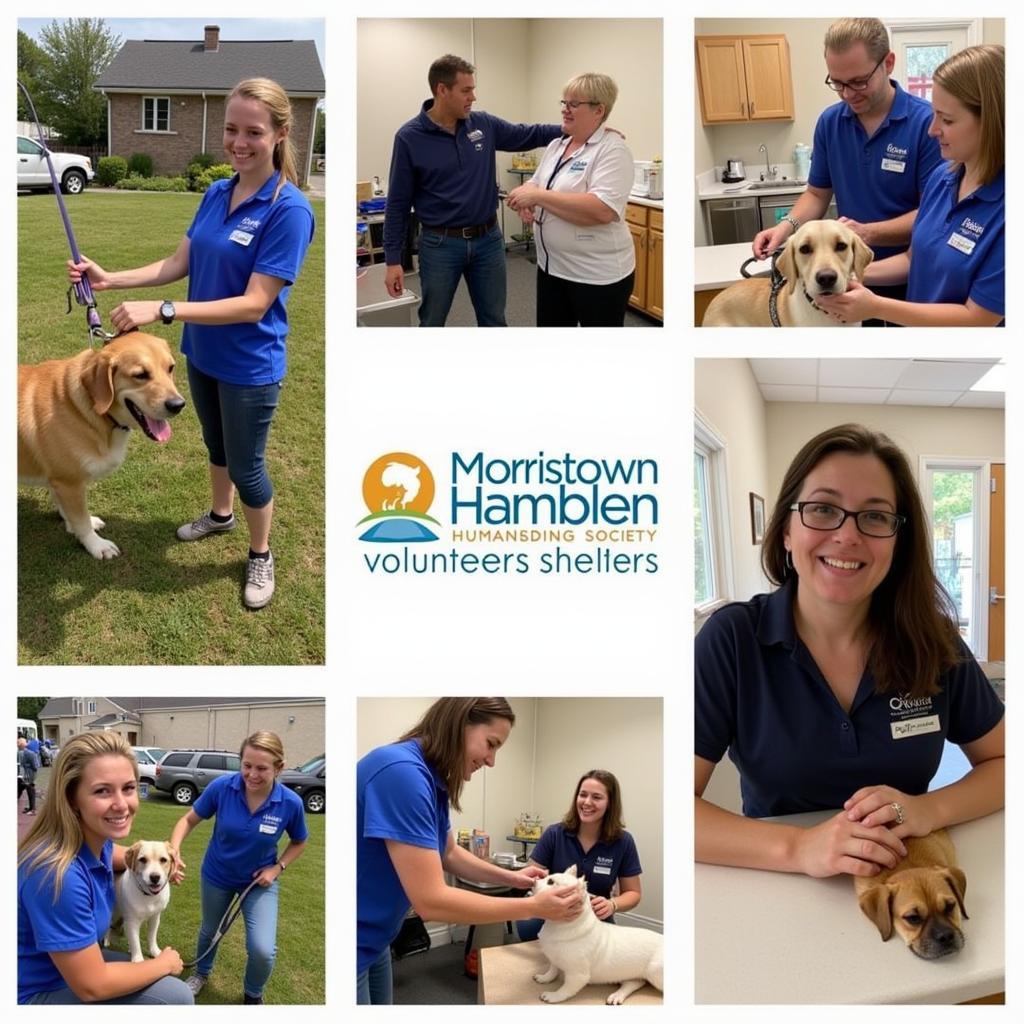 Volunteers caring for animals at the shelter