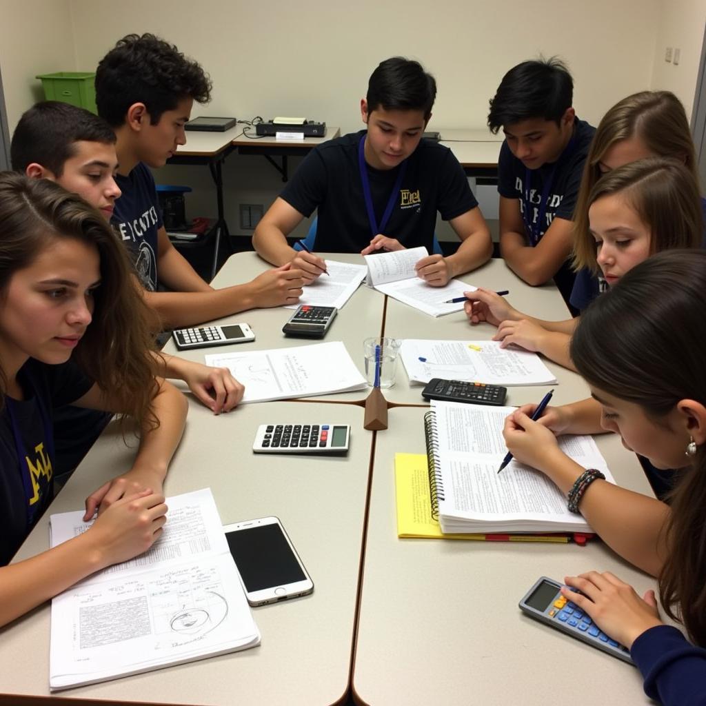 Mu Alpha Theta students collaborating on math problems