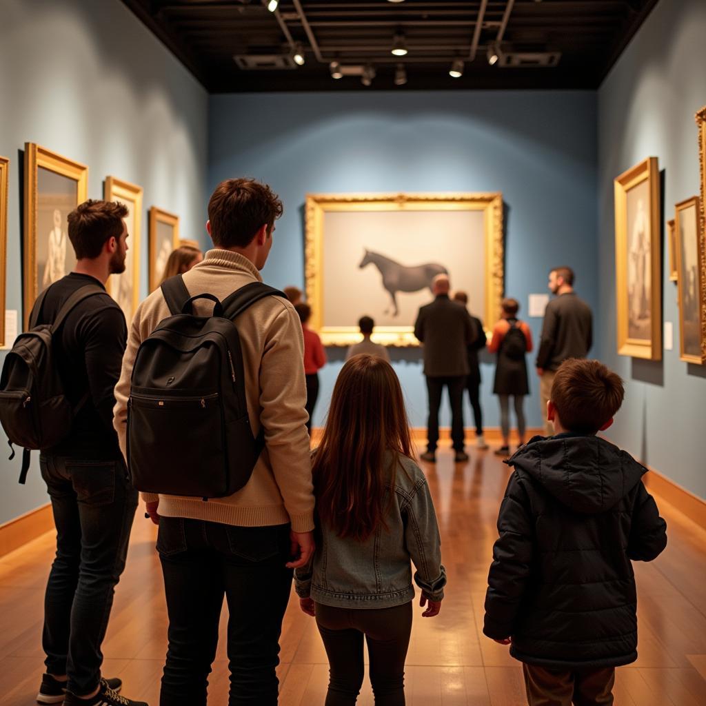 Museum Visitors Interacting With Exhibits