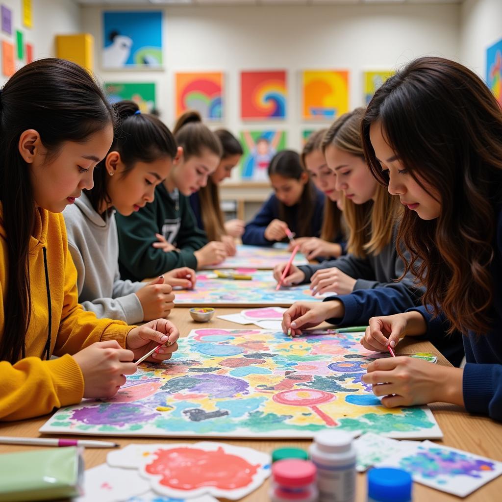 NAHS Members Collaborating on an Art Project