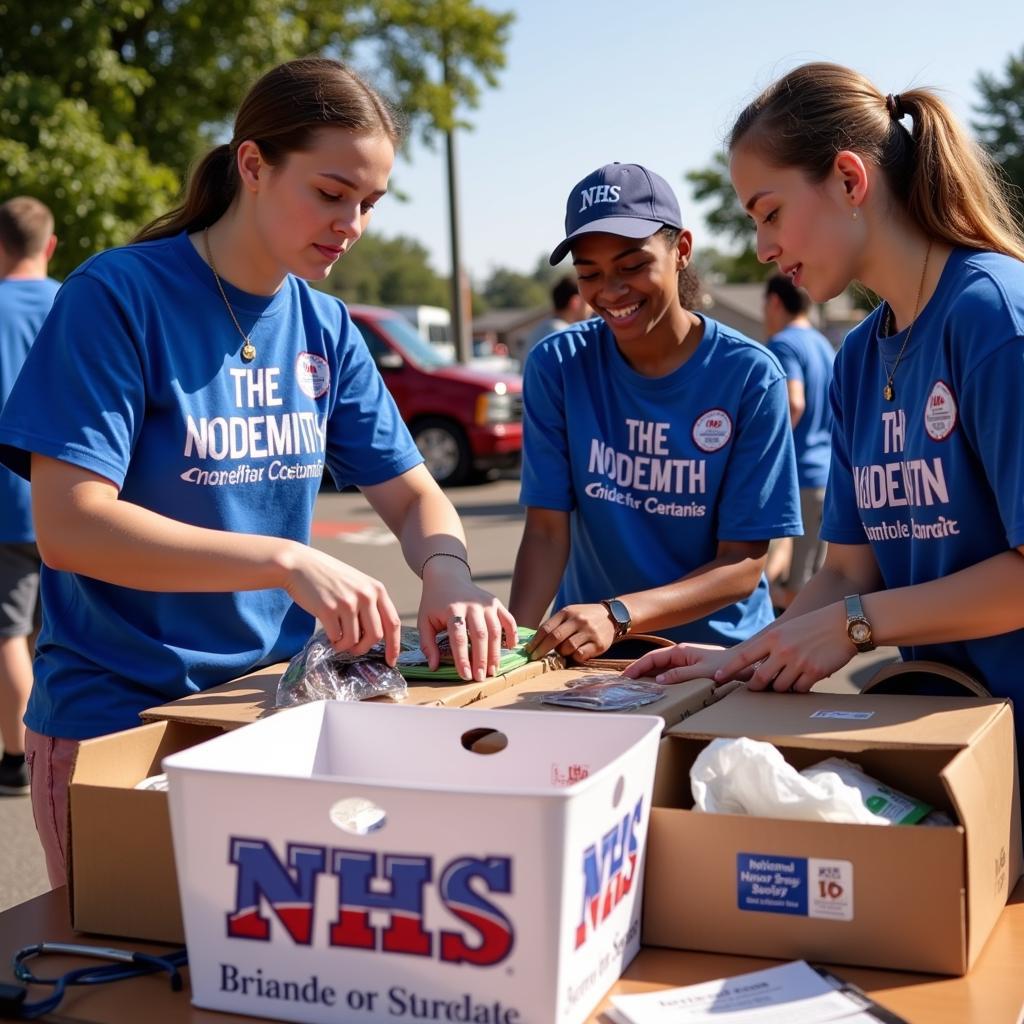 National Honor Society members volunteering in the community