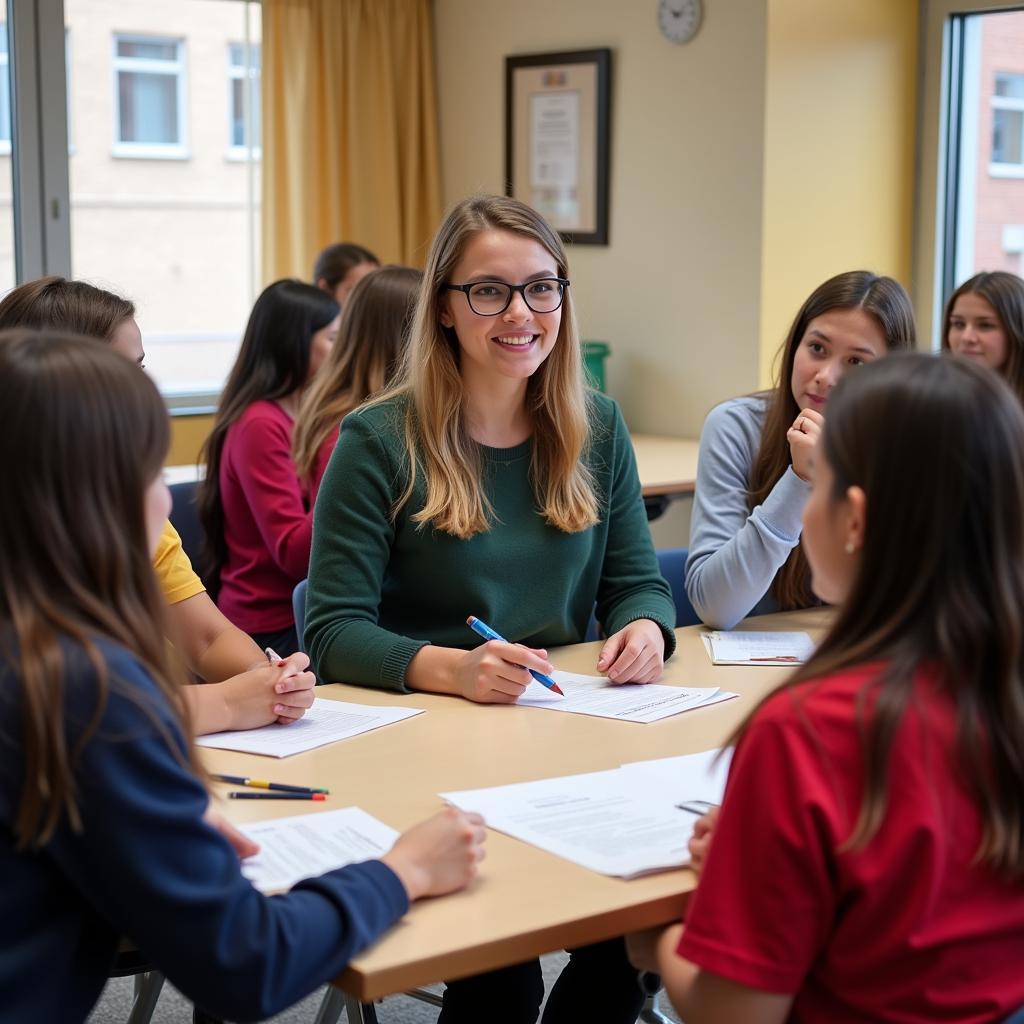 National Junior Society student leading a meeting to plan a community service project