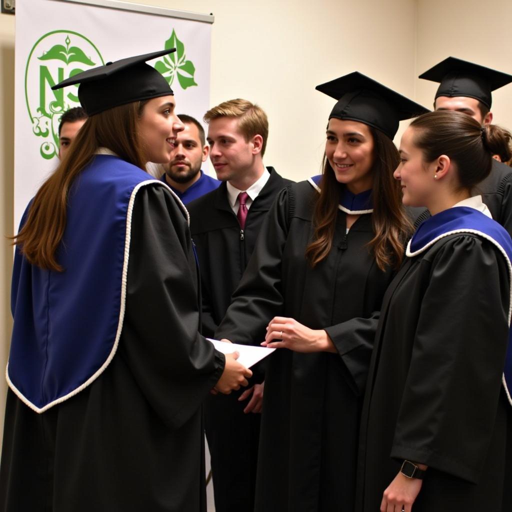 Students participating in an NSCS induction ceremony