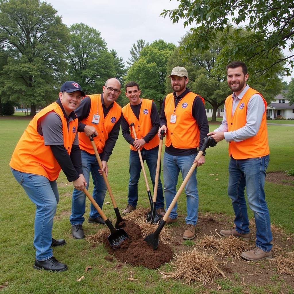 NSUP Members Engaging in Community Service -  A group of NSUP members volunteering in a community project, demonstrating the organization's dedication to service and carrying forward the spirit of cooperation established by the pioneers.