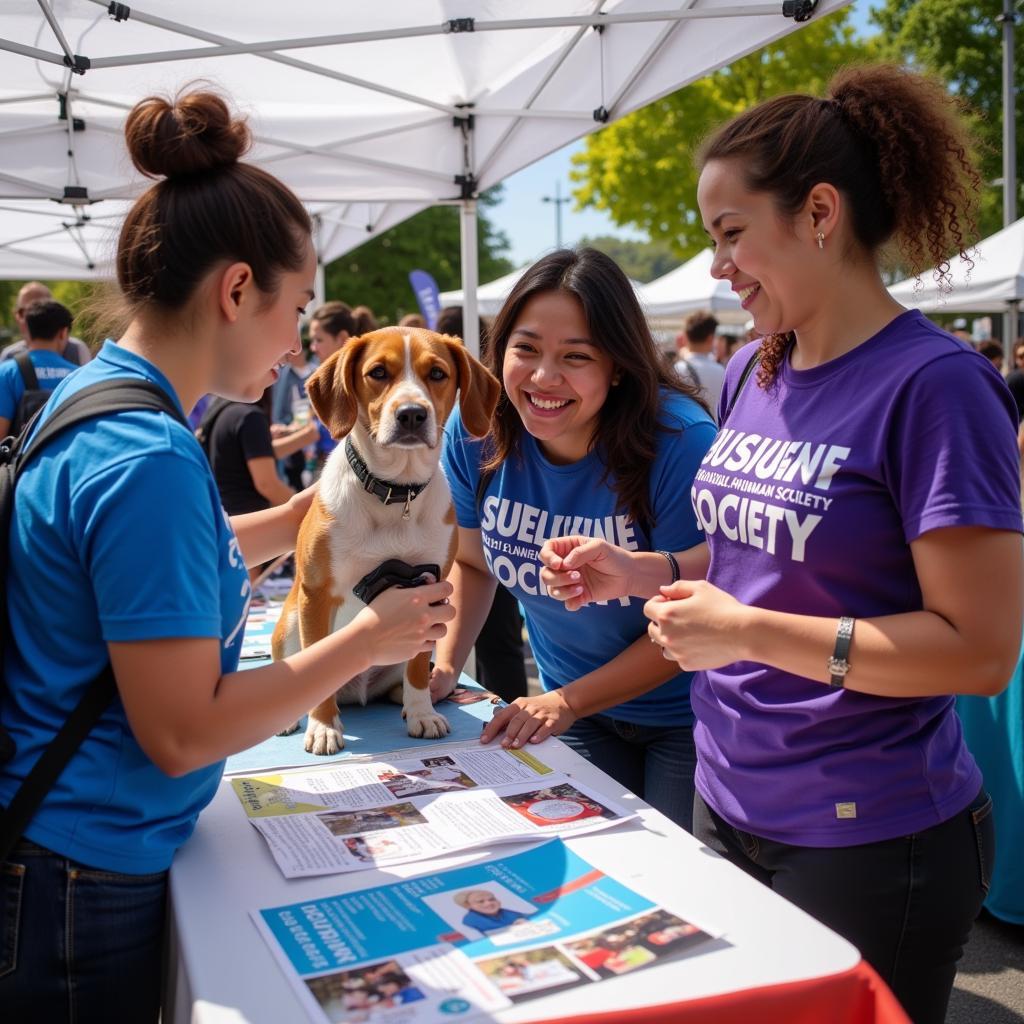 Volunteers participating in community outreach for Pasadena Humane Society