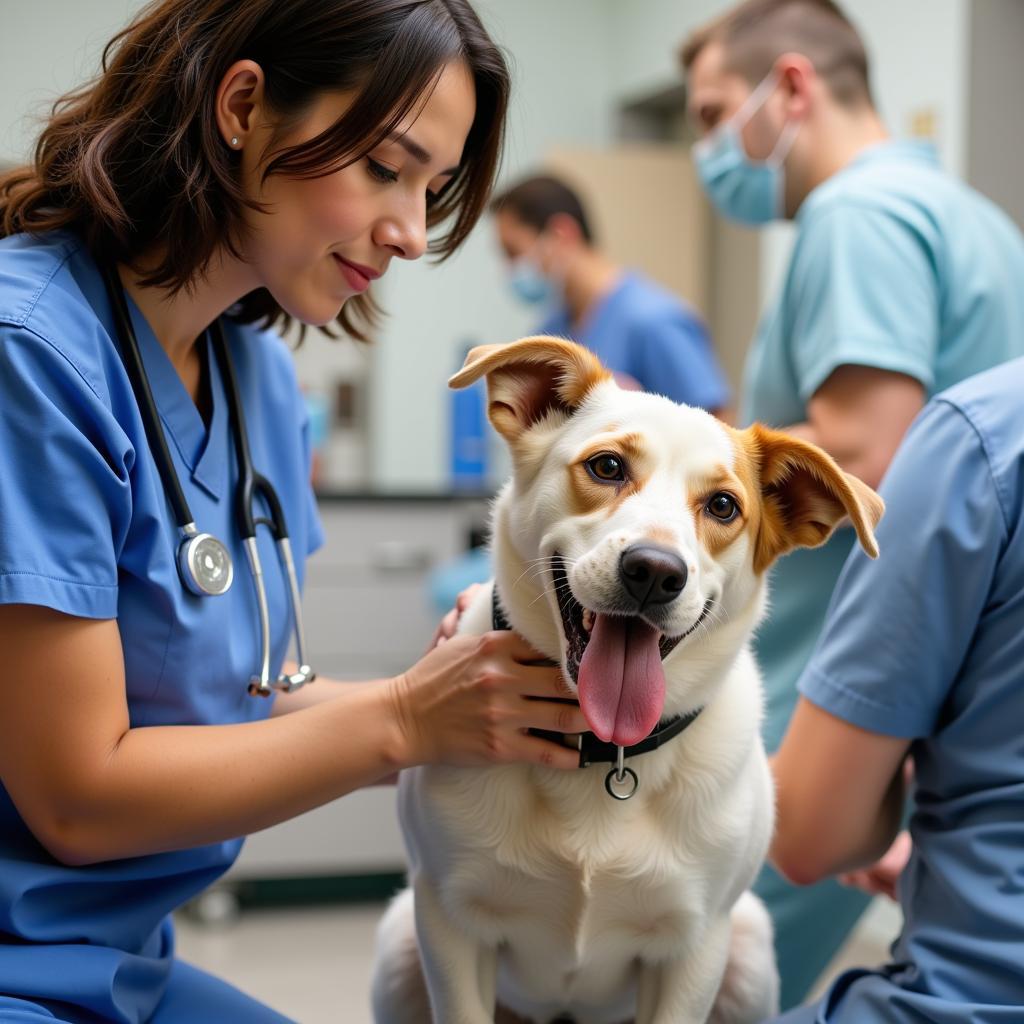 Veterinarian Providing Care to Rescued Animal at Project Hope Humane Society