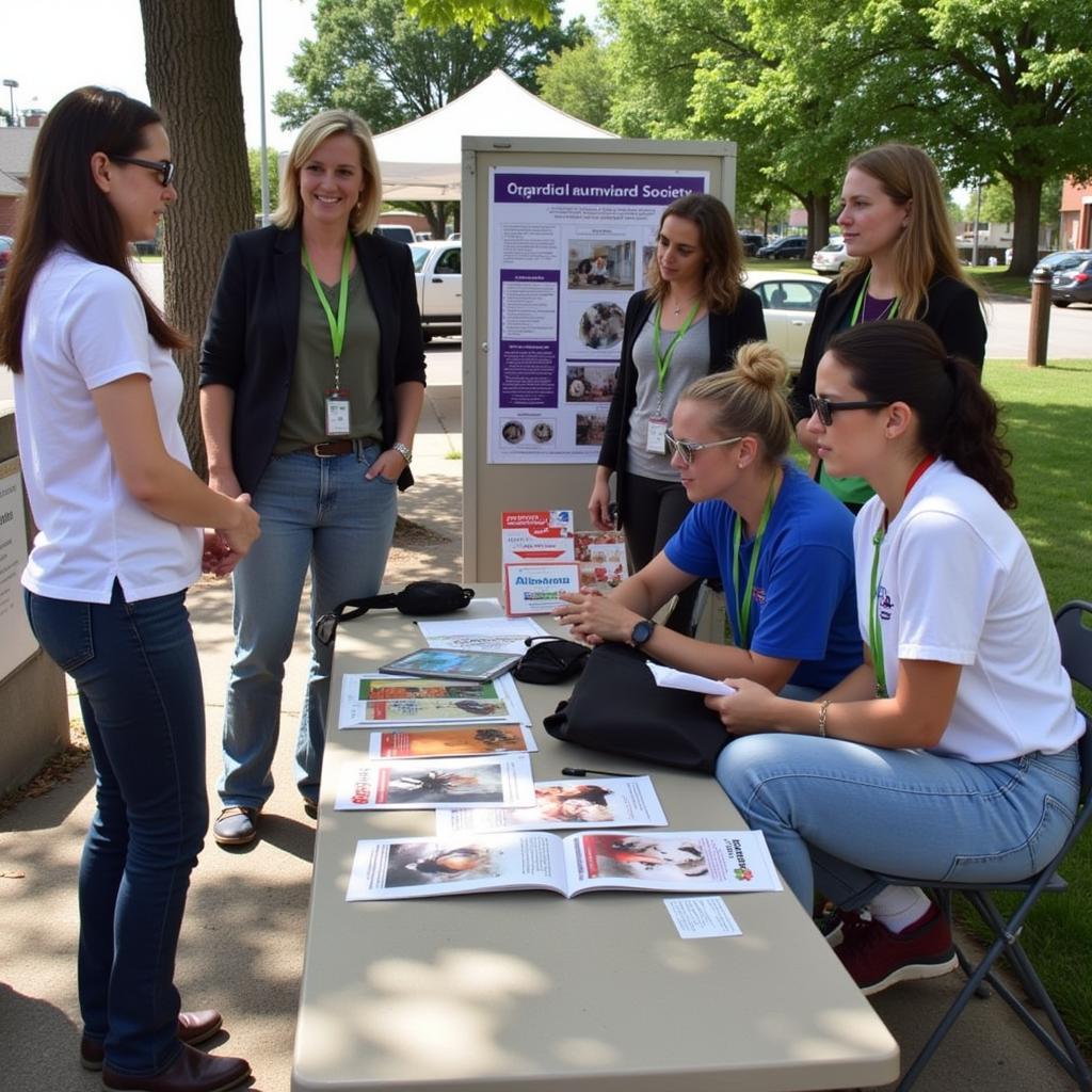 Quincy Humane Society staff members conducting an educational program for community members about responsible pet ownership.