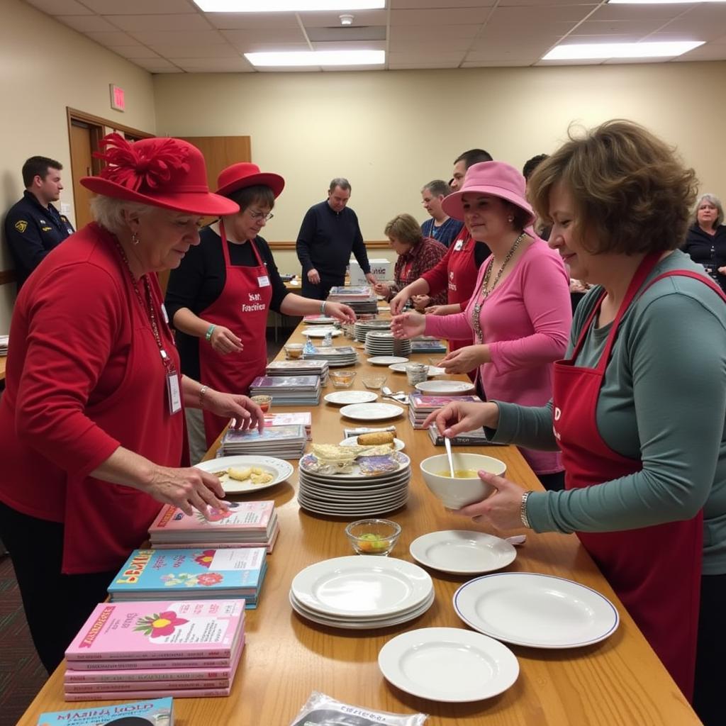 Red Hat Society members engaging in community service