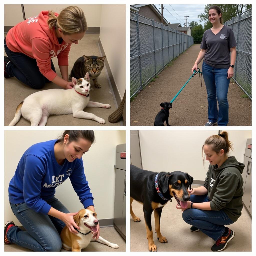 Volunteers interacting with animals at the Saint Lucie Humane Society