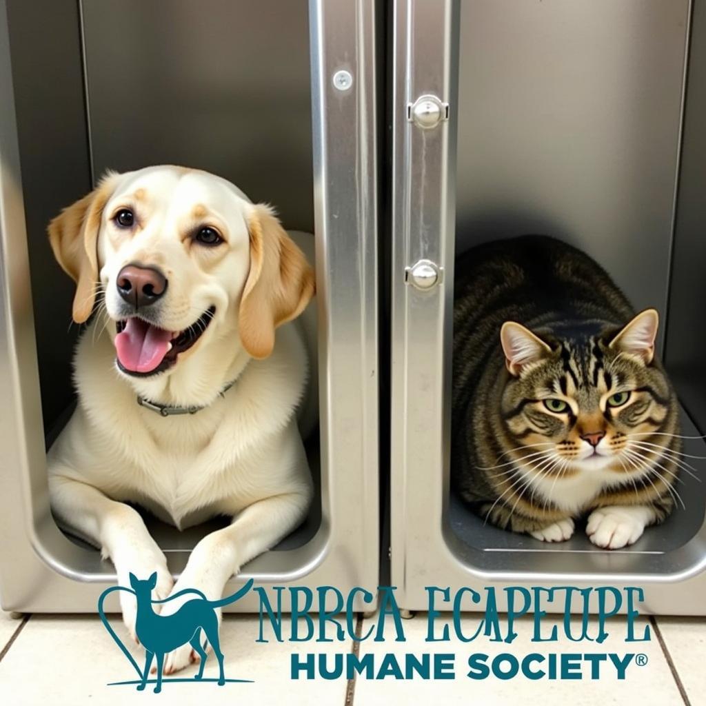 A dog and a cat waiting for adoption at the Seneca County Humane Society