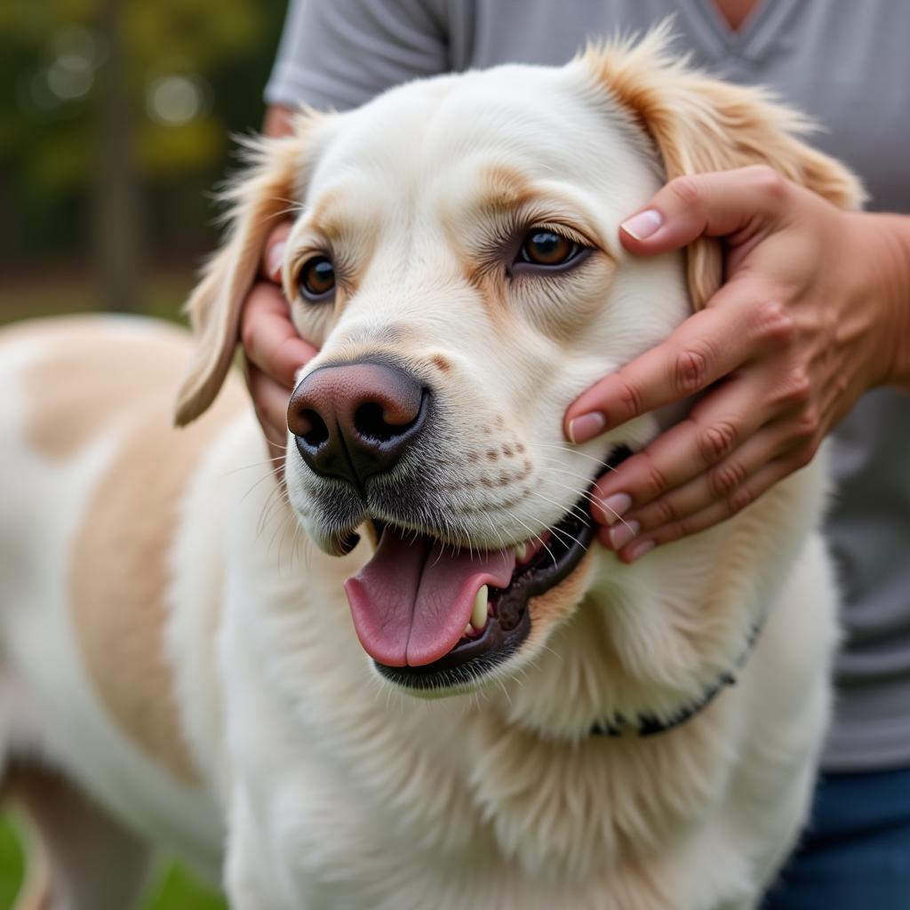 Senior Dog Receiving Affection and Care