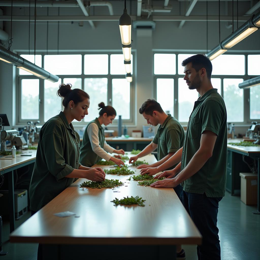 Workers in an ethical and sustainable garment factory