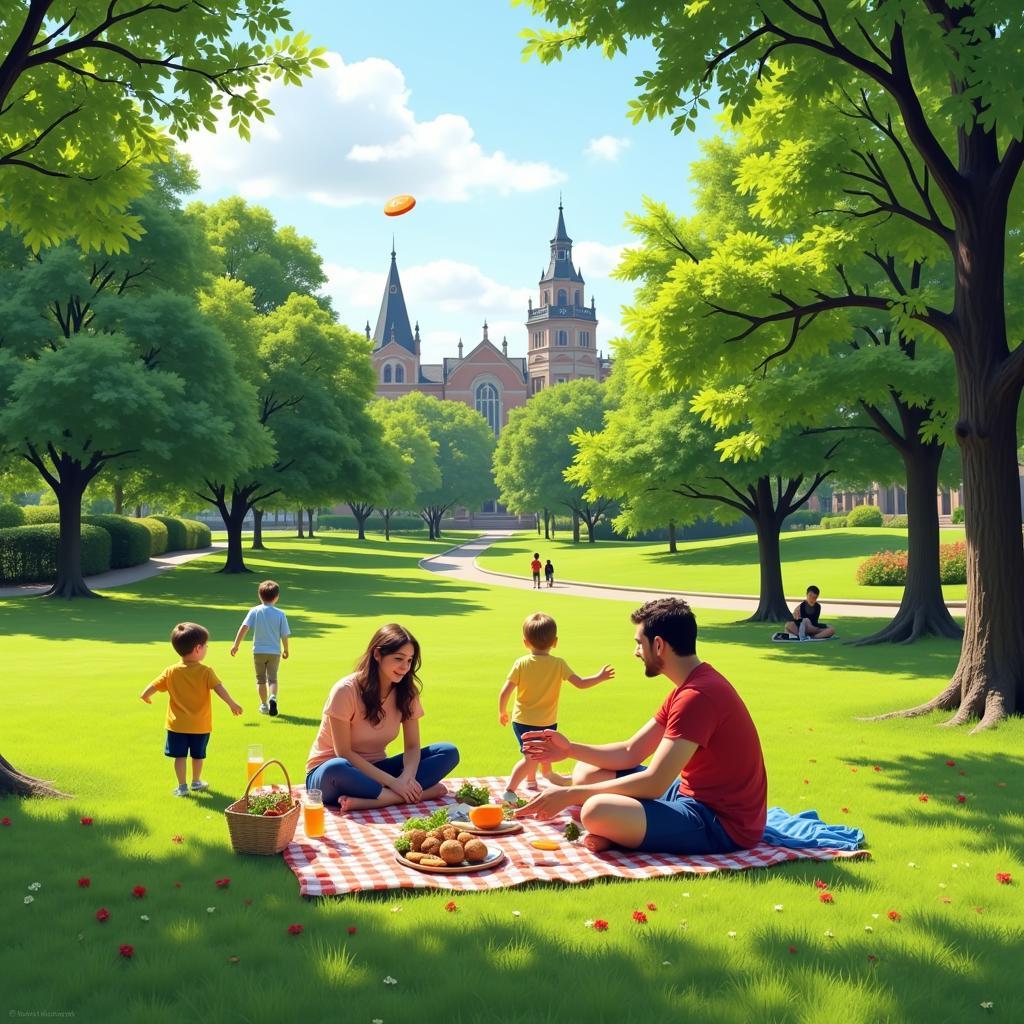 Family enjoying a picnic in Society Hill Park