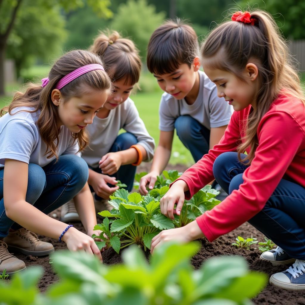 Community members tending to a shared garden in Society Hill at University Heights.