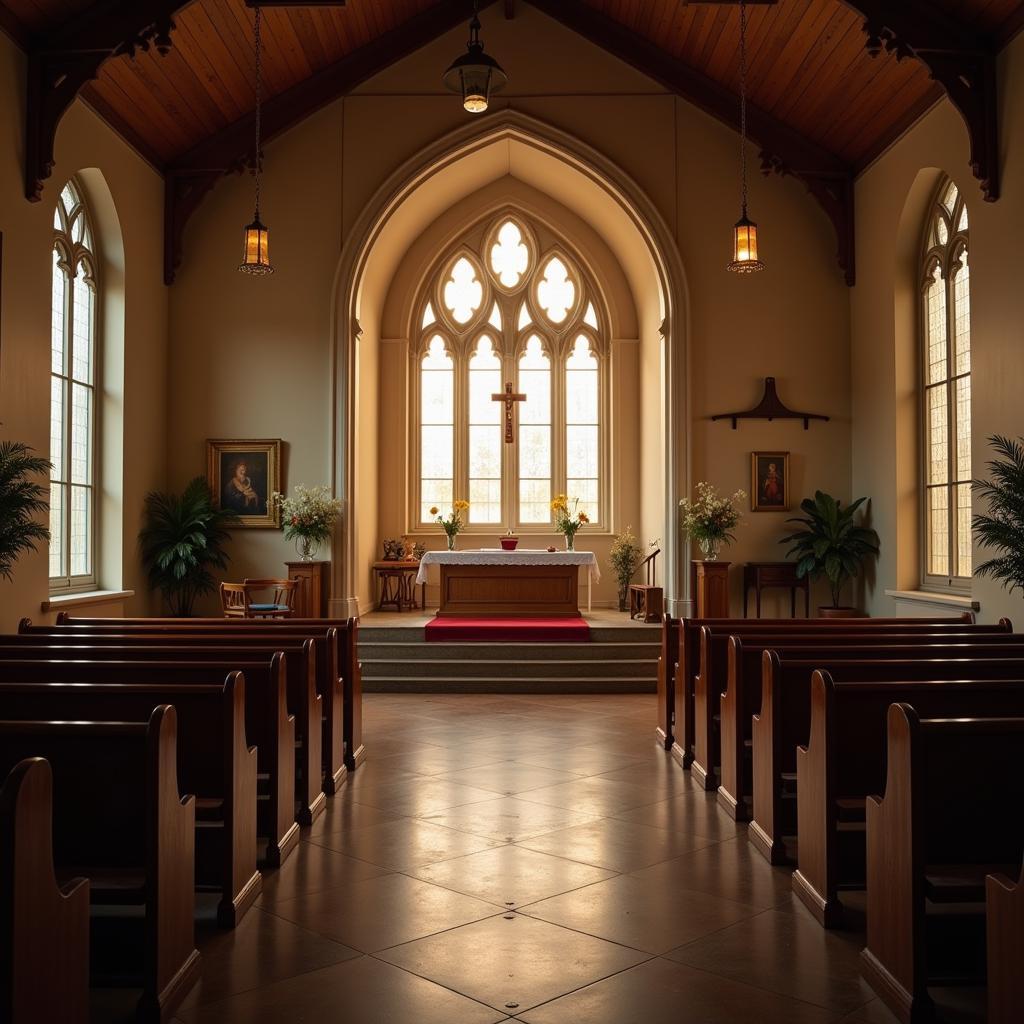 Interior view of the Society of the Little Flower in Darien, Illinois