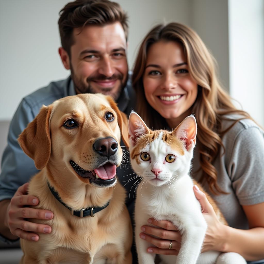 Spayed and Neutered Pets in a Happy Family