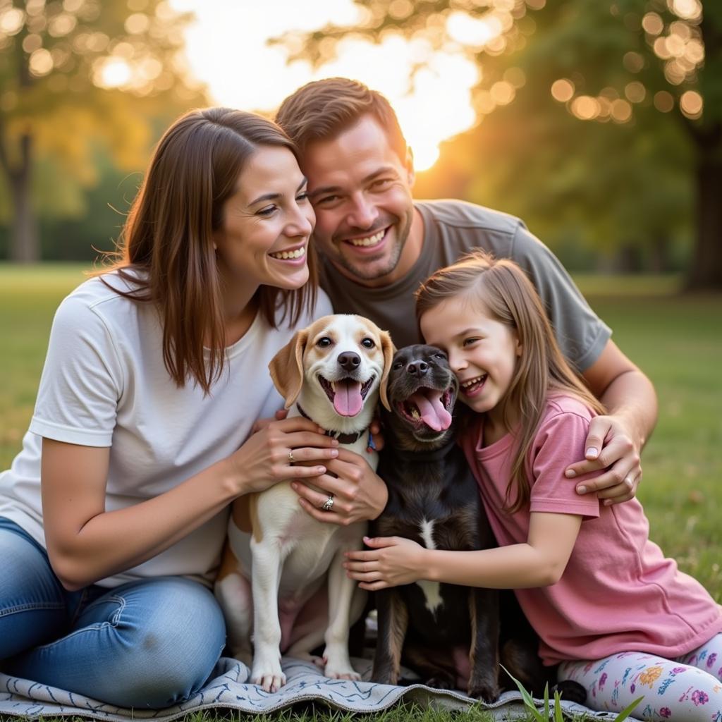 Adopted pet with their new family from the Steuben County Humane Society