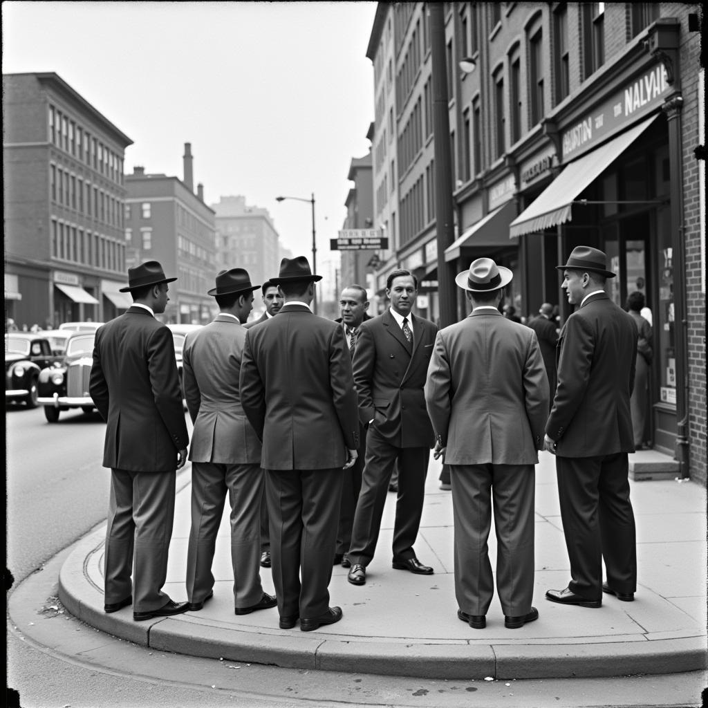 Street Corner Scene in 1930s Boston