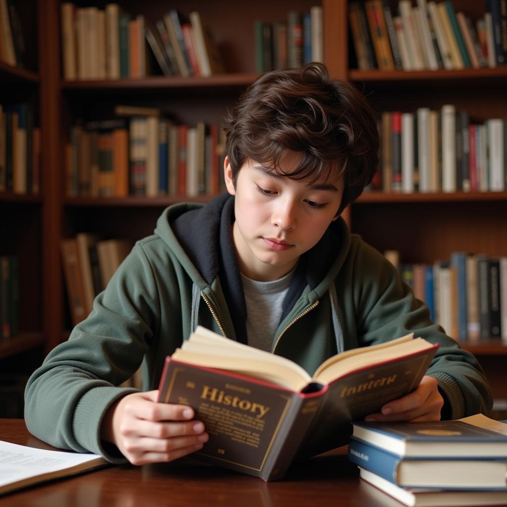 Student Reading History Book